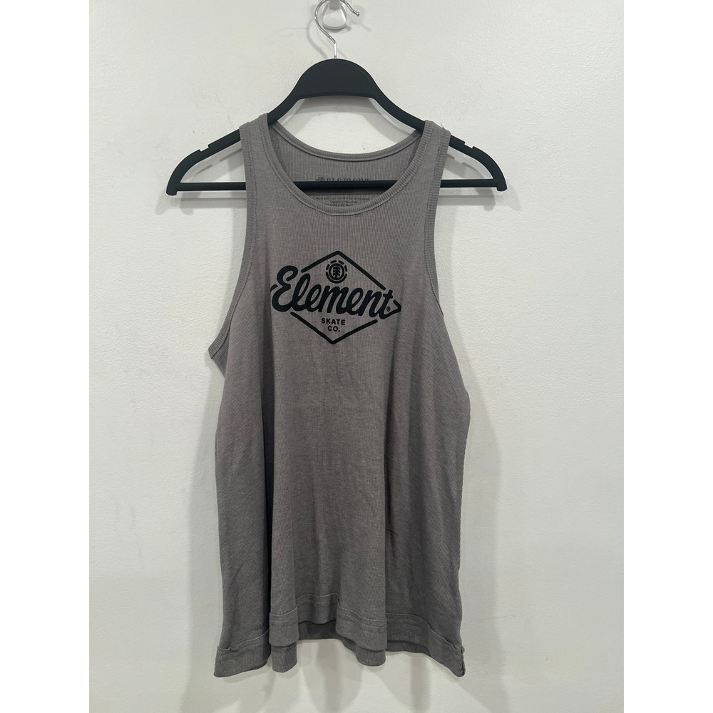 Element Tank Top Racer Back Diamond Tank Women Medium Grey Ribbed Logo Skate NEW